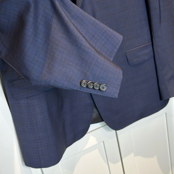 Samuelsohn for Harry Rosen Men’s 2-Button Super 130’s Wool Navy Check Blazer 44T - Picture 8 of 17